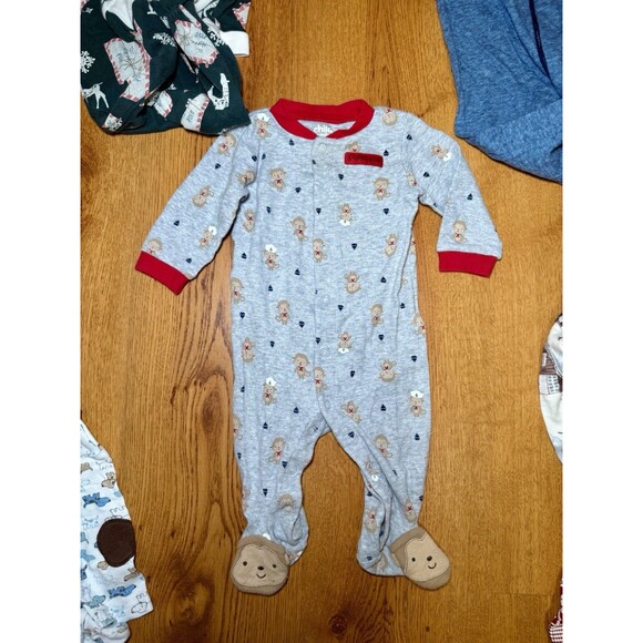 Boy 6M Sleeper Lot Burts Bees Christmas Little Me Gerber Organic Child Of Mine - Picture 9 of 14